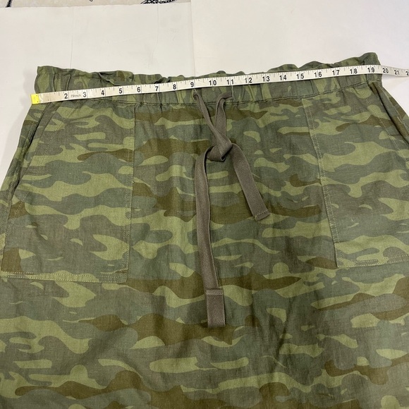 Caslon Green Camo Mini Drawstring Paper bag Linen Blend Skirt Womens XL - Picture 7 of 11